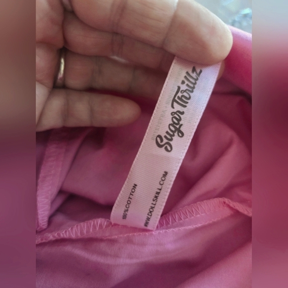 Sugar Thrillz  Pink and Blue Plaid Mini Skirt Size Juniors XL Dolls Kill - Picture 4 of 6